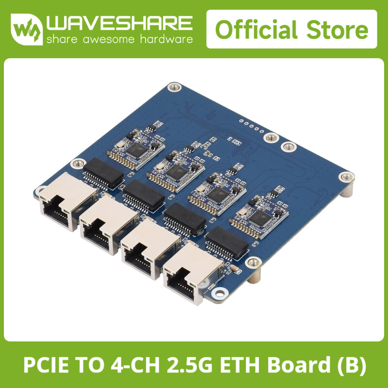 Raspberry Pi 5 - Waveshare PCIe KE 4-Ch Gigabit /