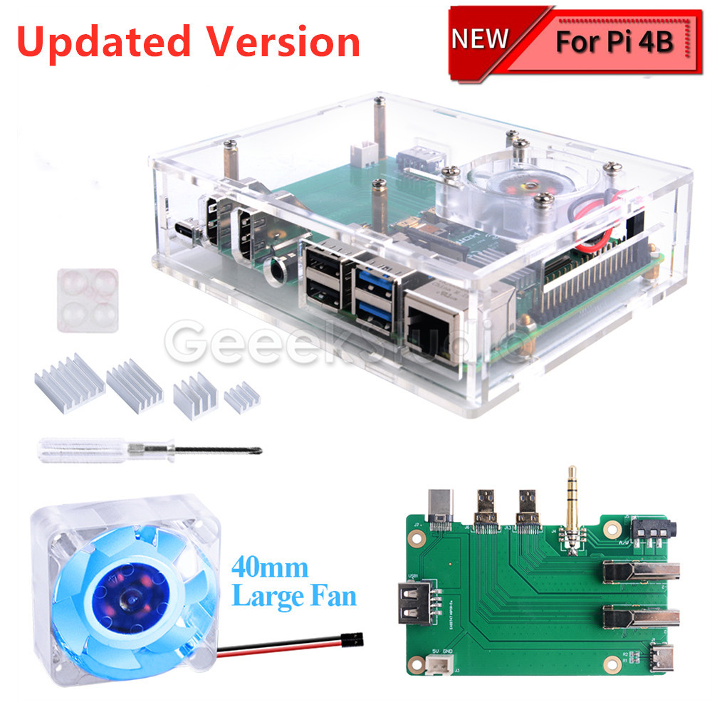 Pi 4 Case - Casing akrilik Raspberry Pi, Set-top kotak