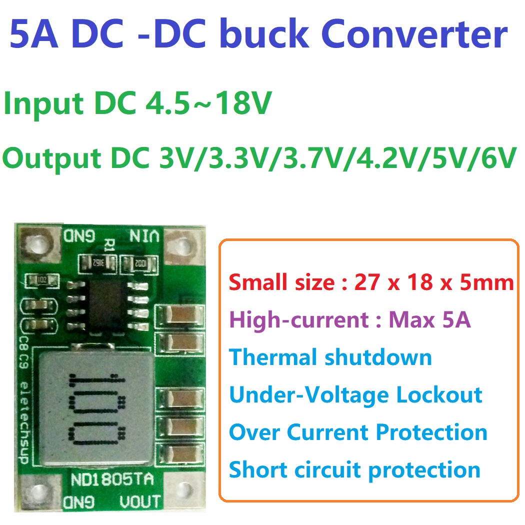 Raspberry Pi 5 - Modul Konverter DC-DC 5A, 4,5-18V ke