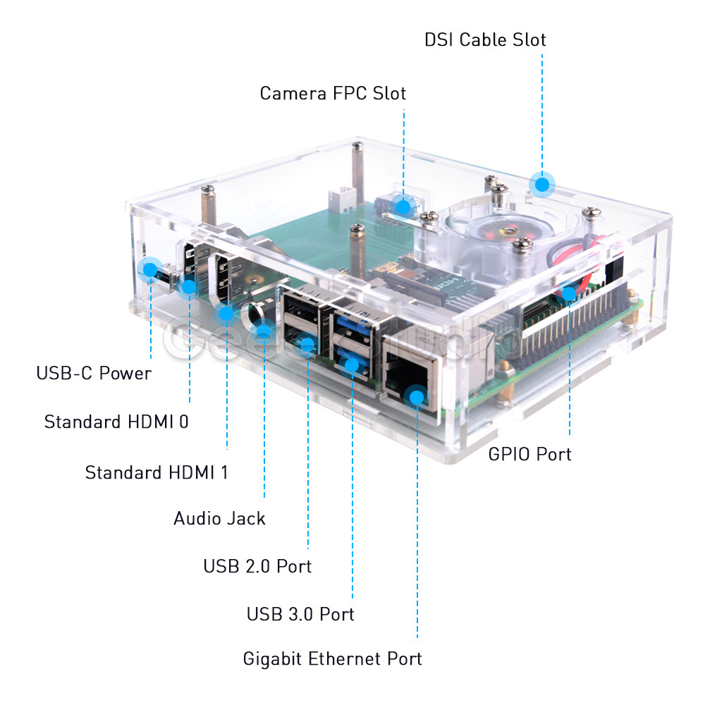 Casing akrilik Raspberry Pi, S - Pi 4 Case ulasan dan harga