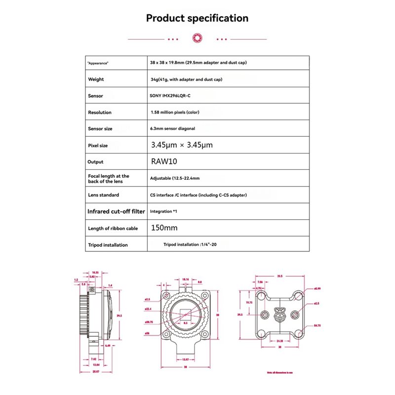 A86P-untuk Modul Kamera Global - Raspberry Pi Global Shutter Camera Imx296 ulasan dan harga