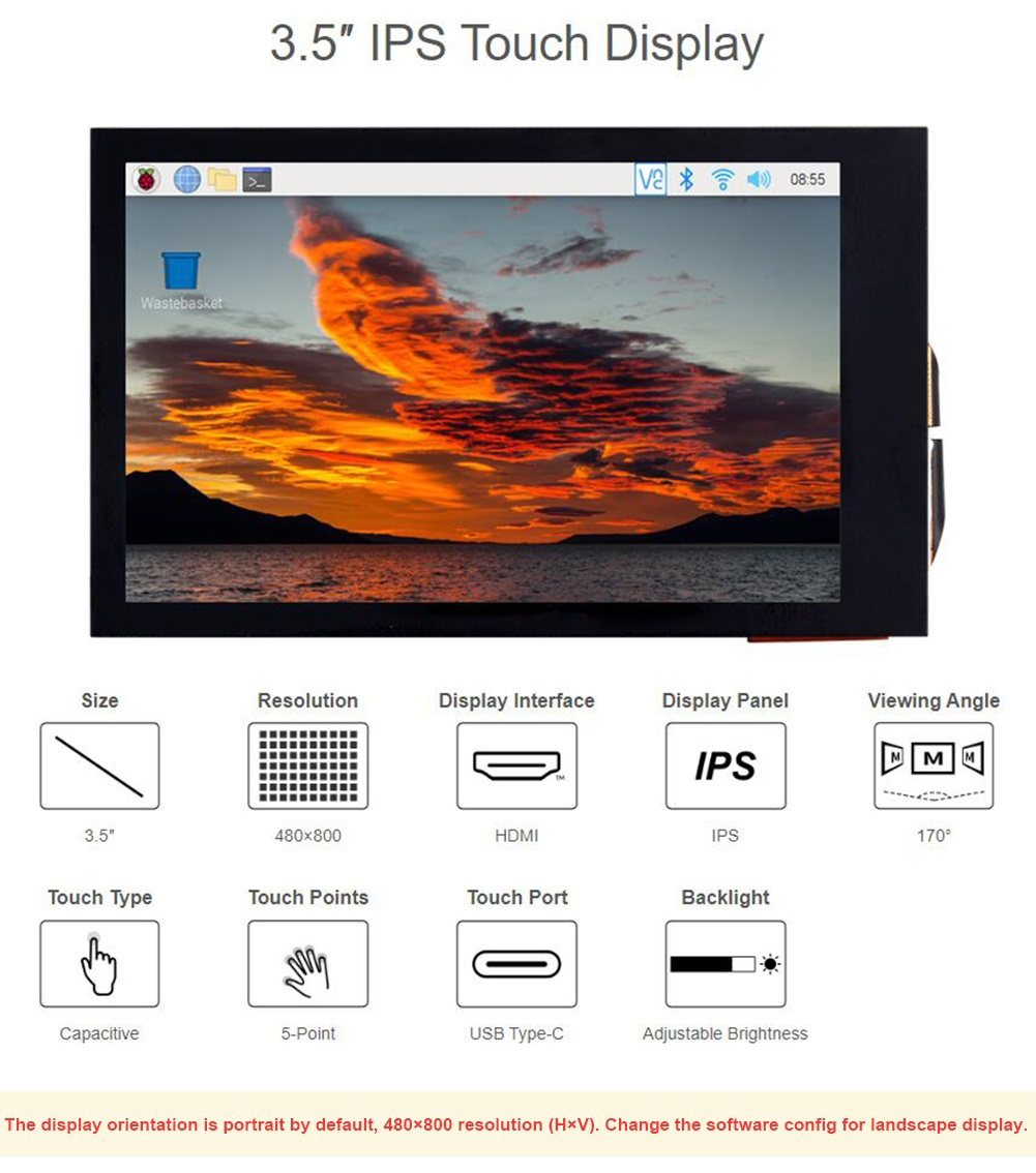 Layar LCD Sentuh Kapasitif IPS - Pi Display ulasan dan harga