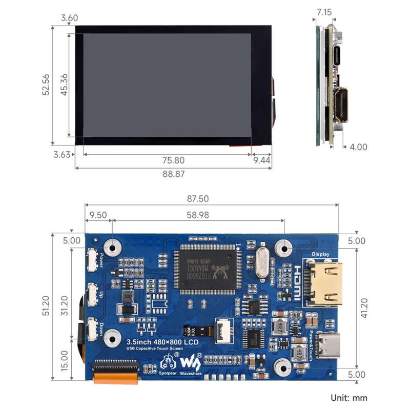 Layar LCD Sentuh Kapasitif IPS - Pi Display ulasan dan harga